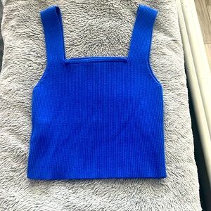 knitted blue tank top